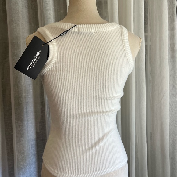 PrettyLittleThing Ivory Ribbed Tank Top - Picture 3 of 3